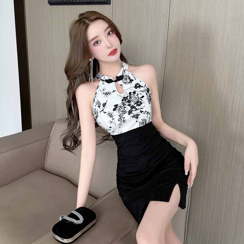 Kvinnors Mini Klänning Off-Shoulder Högkvalitativt Tyg-4