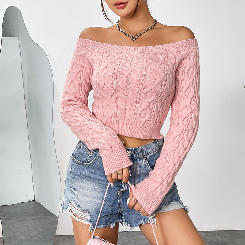 Dam Tröja Off-Shoulder Kort Modell Polyester Viskose-3