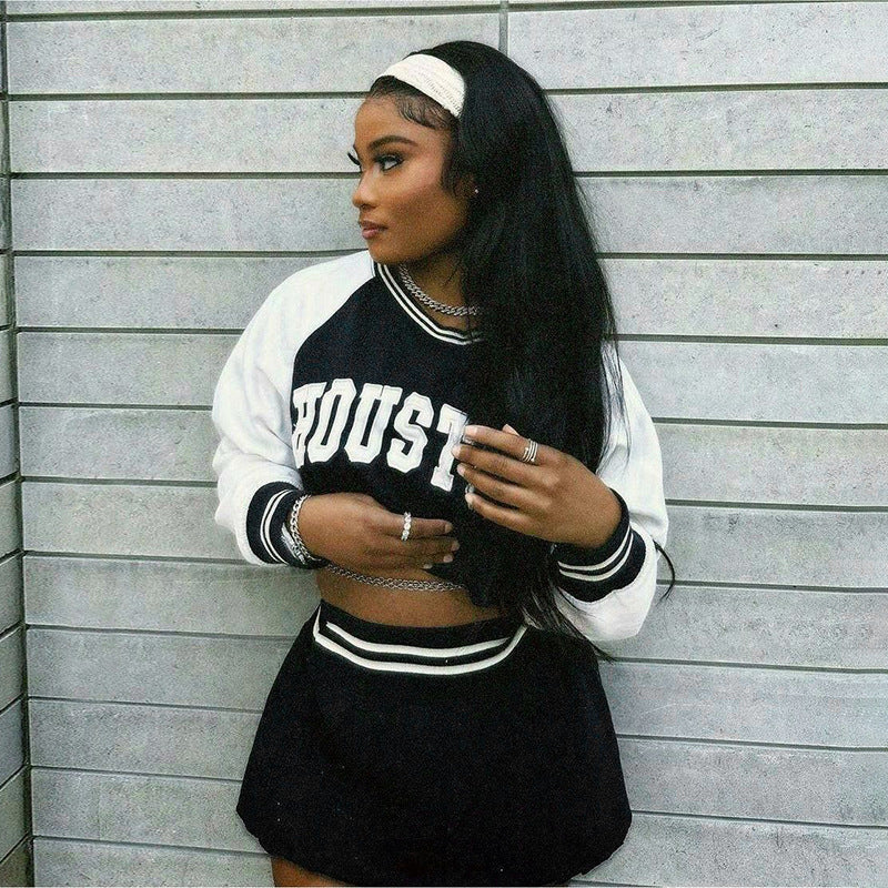 Dam Sweatshirt Set Avslappnad Passform Polyester Spandex-2