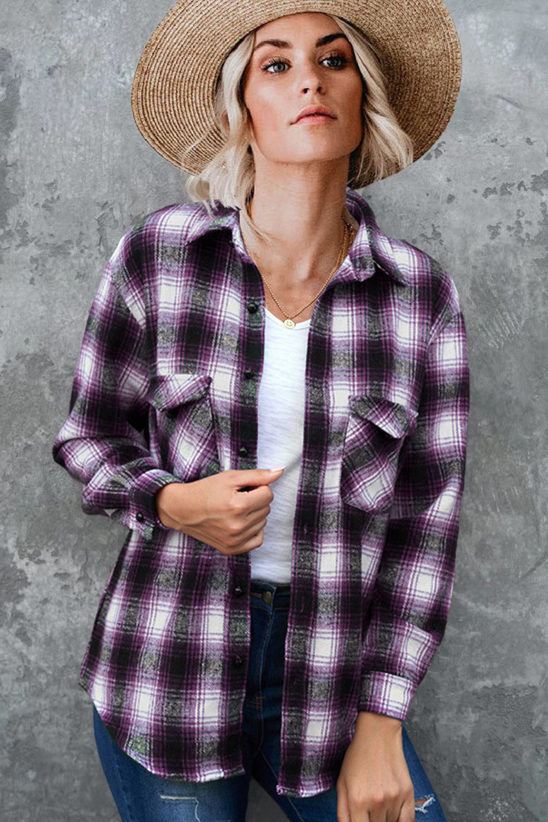 Variant image for Dam Skjorta Långärmad Rutig Polyester Löst Fit-25