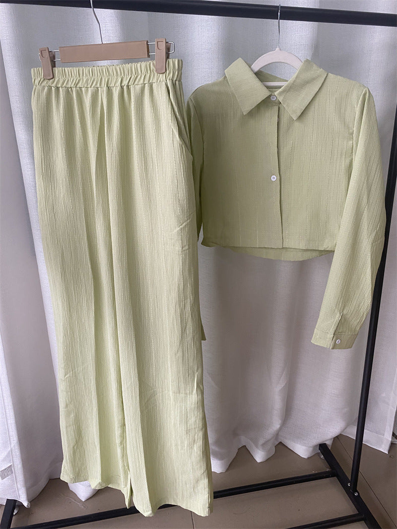 Kvinnor Kort Skjorta Hög Midja Byxor Set Polyester Spandex-3