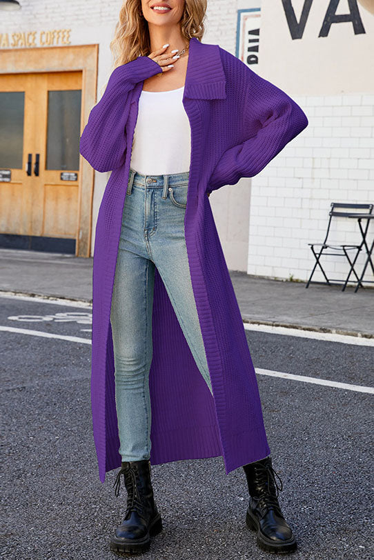 Dam Lång Kardigan Monokrom Lätt Stickat Material 10