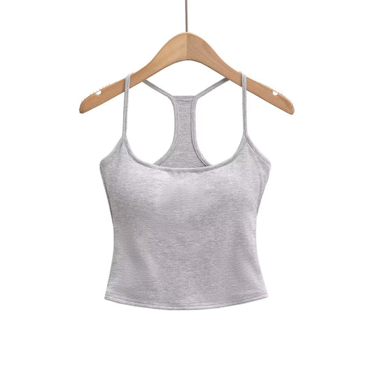 Kvinnors Sporttopp Racerback Andningsbar Bomullsmix-1