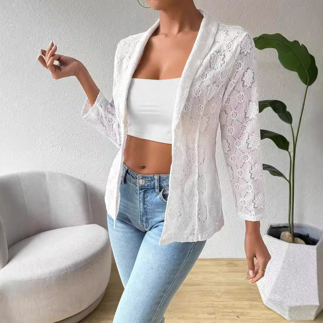 Dam Blazer Slim Fit med 9-Punktsärmar i Högkvalitativt Tyg-2
