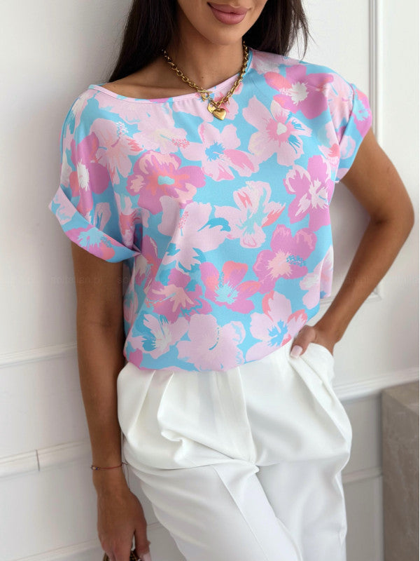 Variant image for Dam T-Shirt Rund Krage Trekvartsärm Polyester Elegant Svängande Stil-6