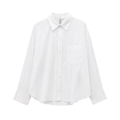 Kvinnors Överdimensionerad Skjorta Långa Ärmar Polyester-1