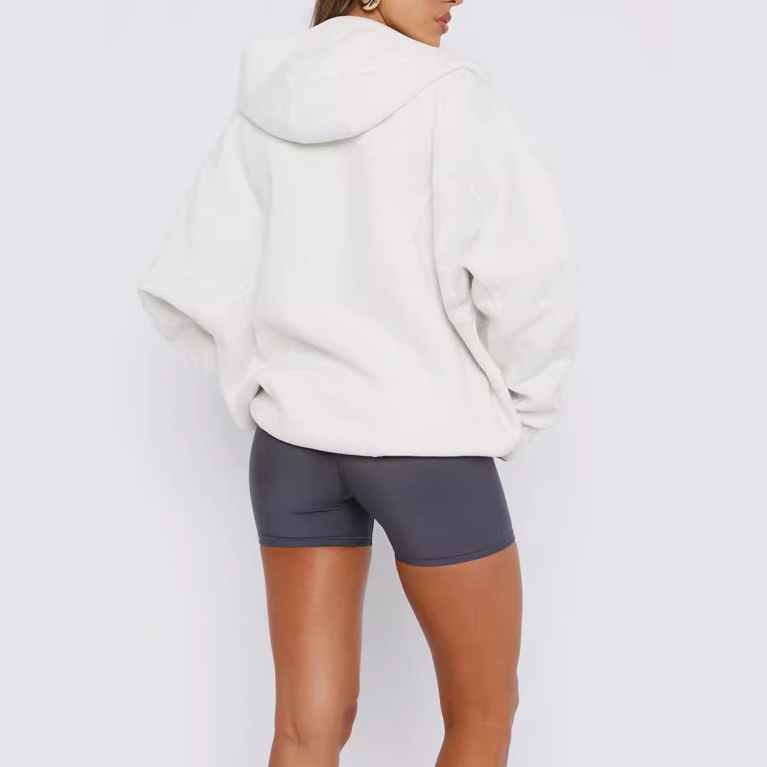 Dam Hoodie Cardigan Casual Polyester med Fyrkantig Halsringning 5