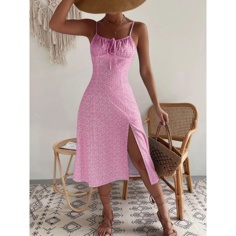 Variant image for Dam Lårklänning Blommig Spaghetti Stil Polyester-16