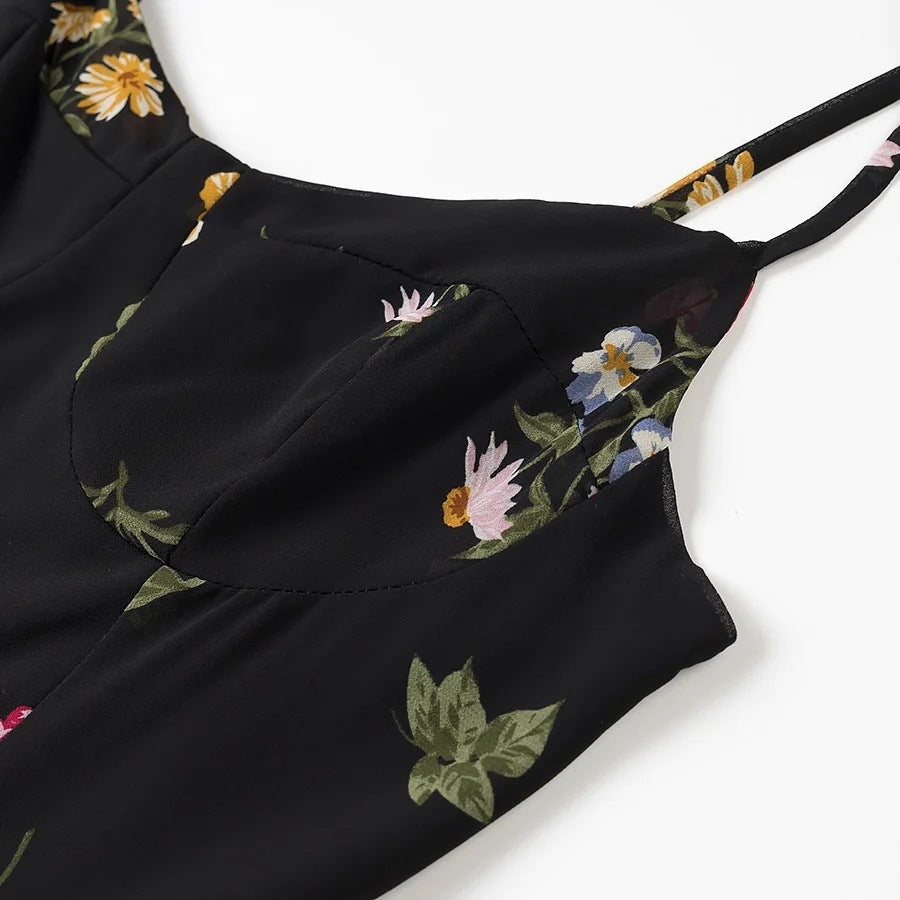 Dam Sommarklänning Blommönster Justerbara Remmar Andningsbara Tyger 3