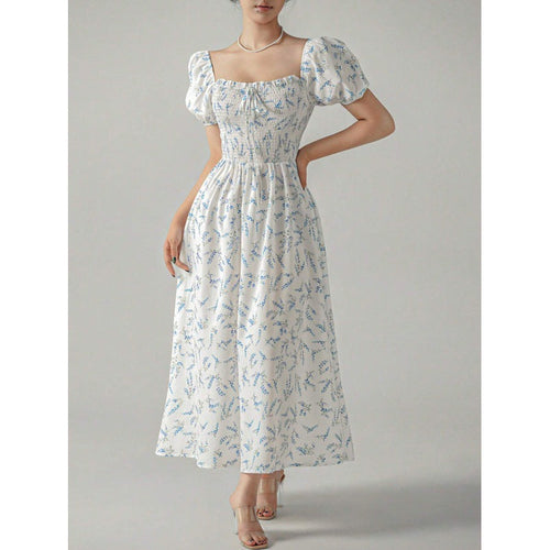 Kvinna Midi Klänning A-linjeformad Polyester-1