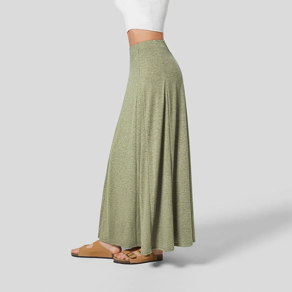 Dam Midi Kjol Draperad Stickad-3