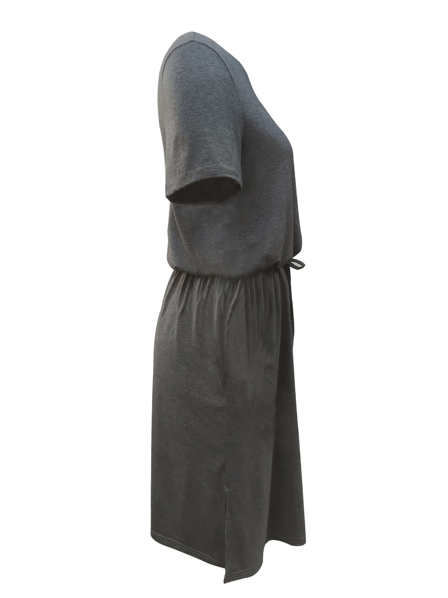 Fina Dam Klänningar Midi Patchwork Polyester Rundhals Korta Ärmar-5