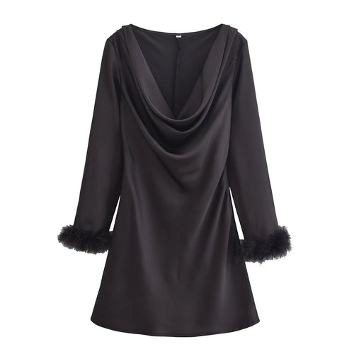 Dam A-Linje Klänning Långärmad Satin Off-Shoulder Elegant-1
