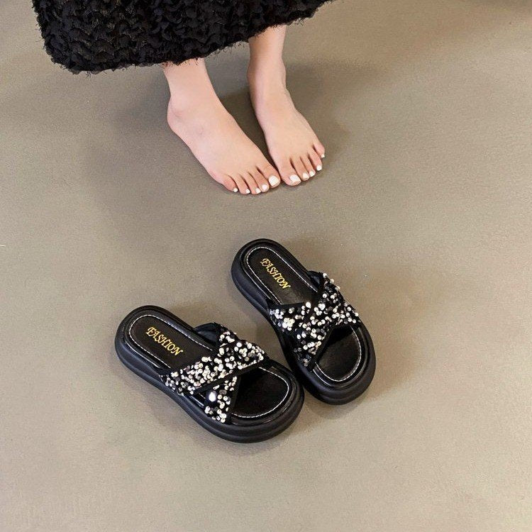 Dam Sandaler Glittrande Design Ergonomisk Fotbädd 8