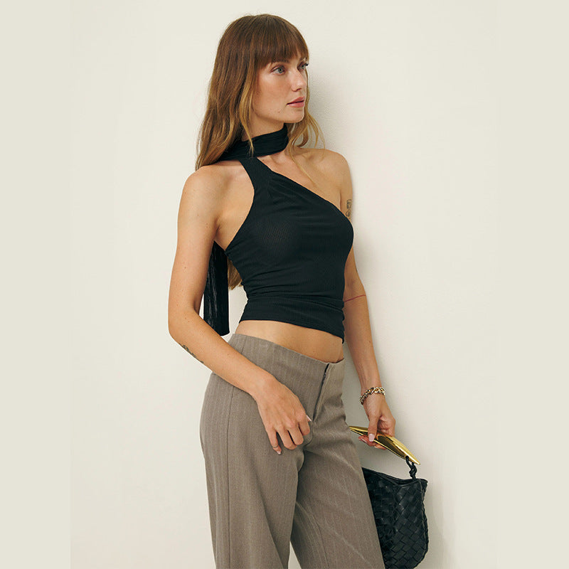 Variant image for Kvinnor Asymmetrisk Topp Modern Design Mjuk Stretchig Material-3