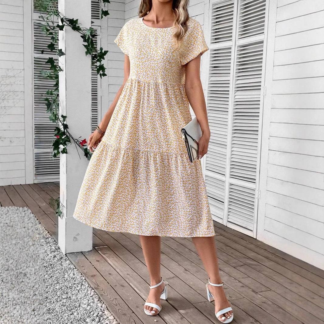 Dam Maxiklänning Blommig Ruffle Hem Polyester för Sommar-4