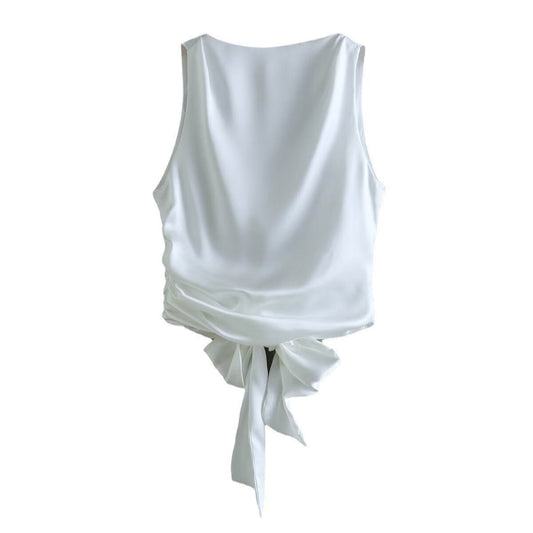 Dam Kort Topp Enfärgad Polyester Street Mode-1