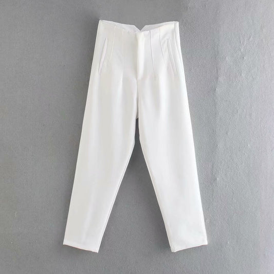 Dam Nio-punkts Byxor Smala Passande Polyester-1