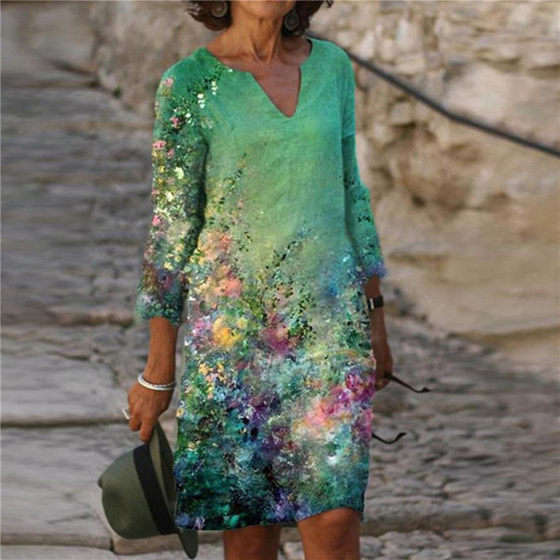 Variant image for Dam Klänning Midi A-Linje V-Hals 100% Polyester-19