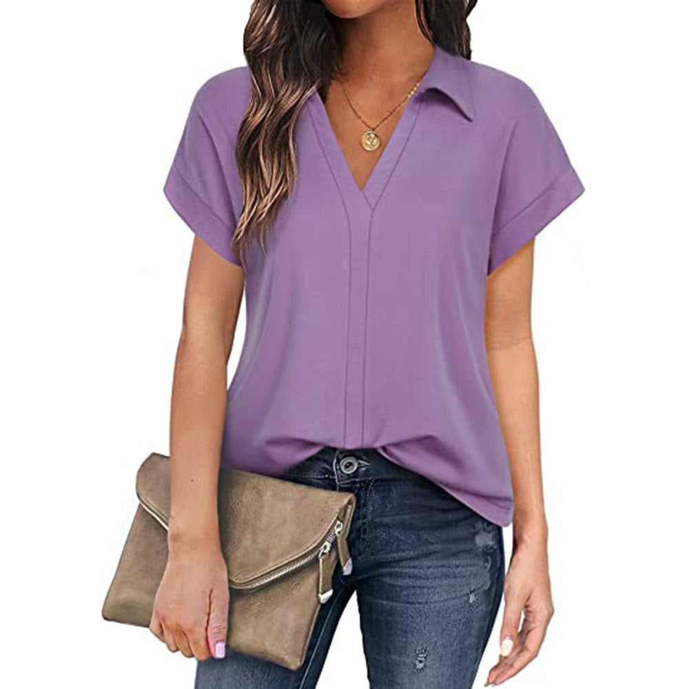 Variant image for Kvinnors Kort Ärmskjorta Avslappnad Polyester Polo-krage-11