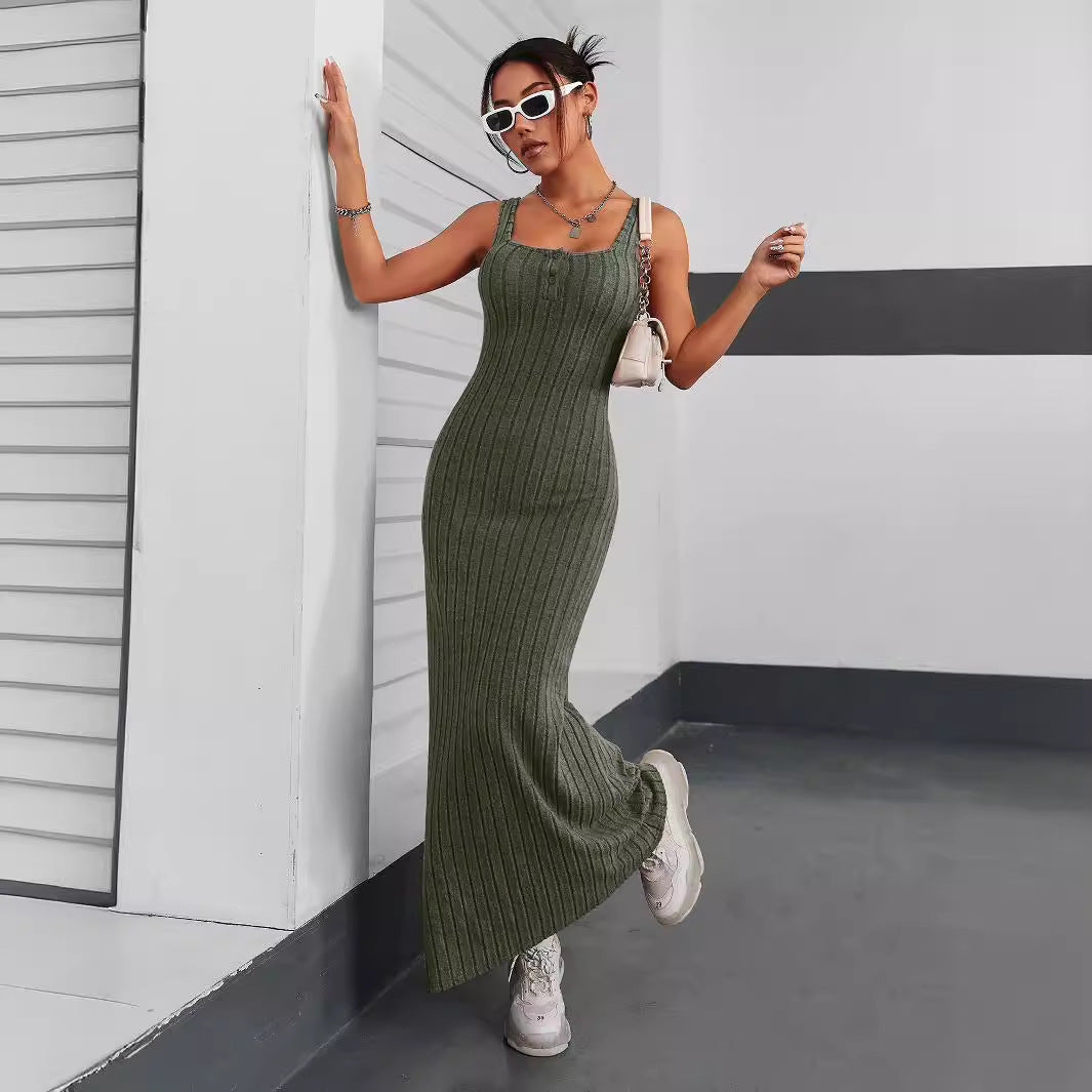 Dam Sommarklänning Ärmlös A-Line Polyester-2