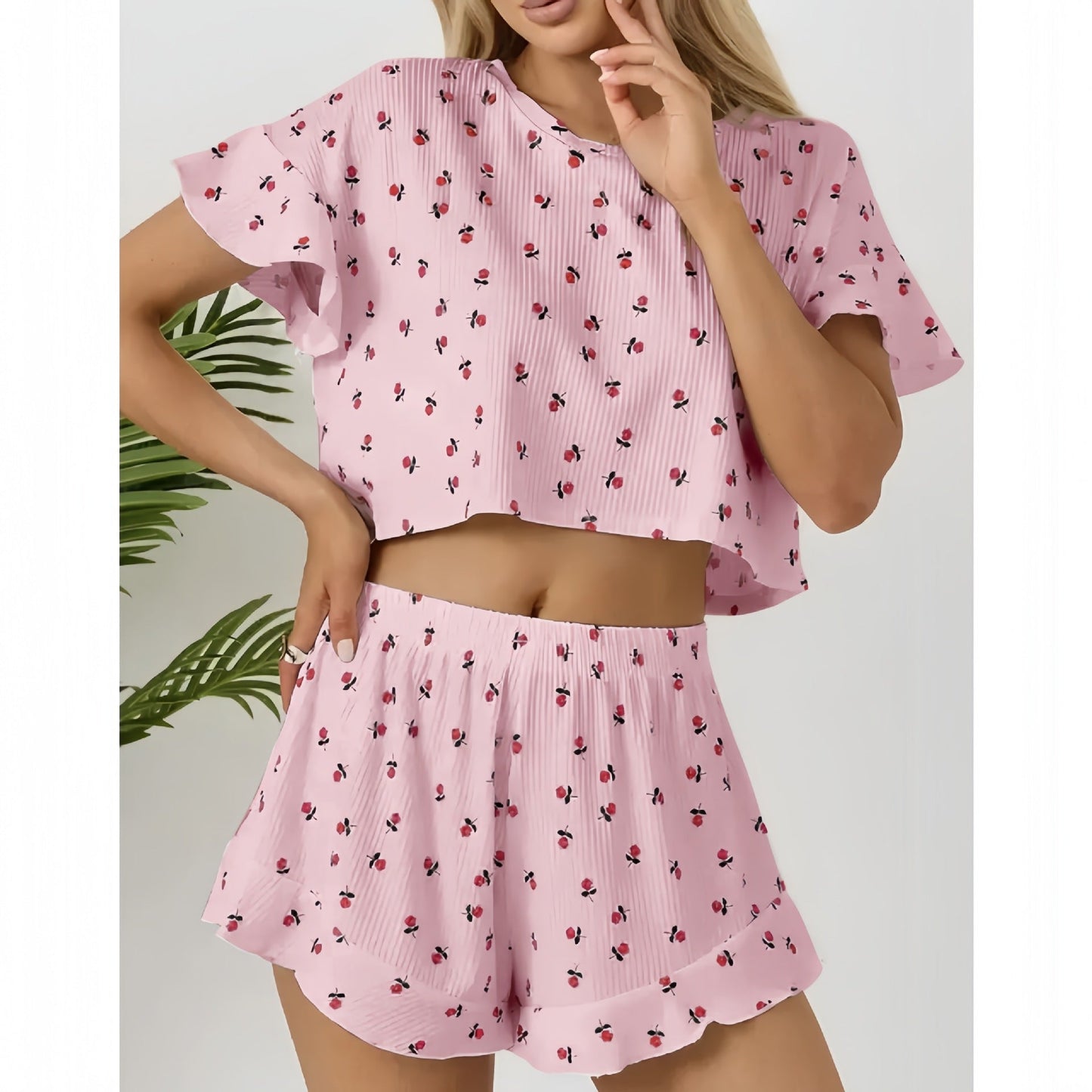 Variant image for Dam Fritidsset Blommig Kortärmad Polyester-5