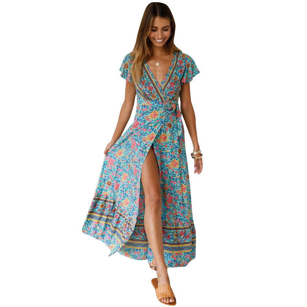 Variant image for Långklänning Dam Bohemisk V-ringad Chiffon för Fest och Bröllop-16