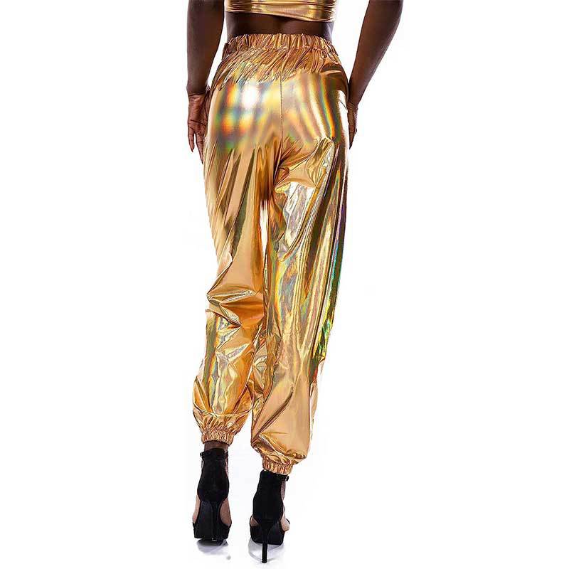 Kvinnors Byxor Med Elastisk Midja Skimrande Tyg 3