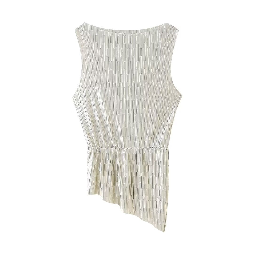 Damset Asymmetrisk Topp Långa Byxor Street Style Högkvalitativt Tyg 5