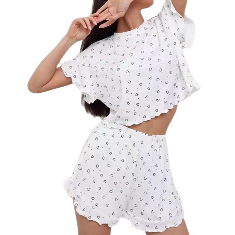 Dam Pyjamas Set Kort Ärmar Polyester Avslappnad Passform-6