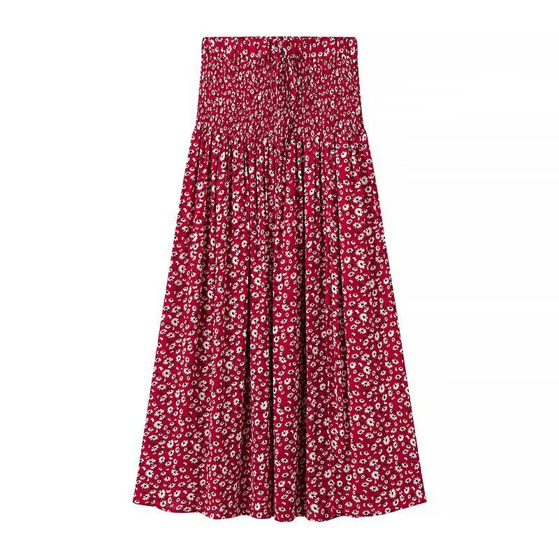 Blommig Damuppsättning med Crop Top och Midi Kjol – Andningsbart Tyg, Elastiskt Midjeband, Perfekt för Sommarutflykter 4