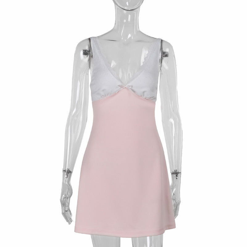 Kvinnlig Miniklänning Halterneck Elegant Högkvalitativt Tyg 7