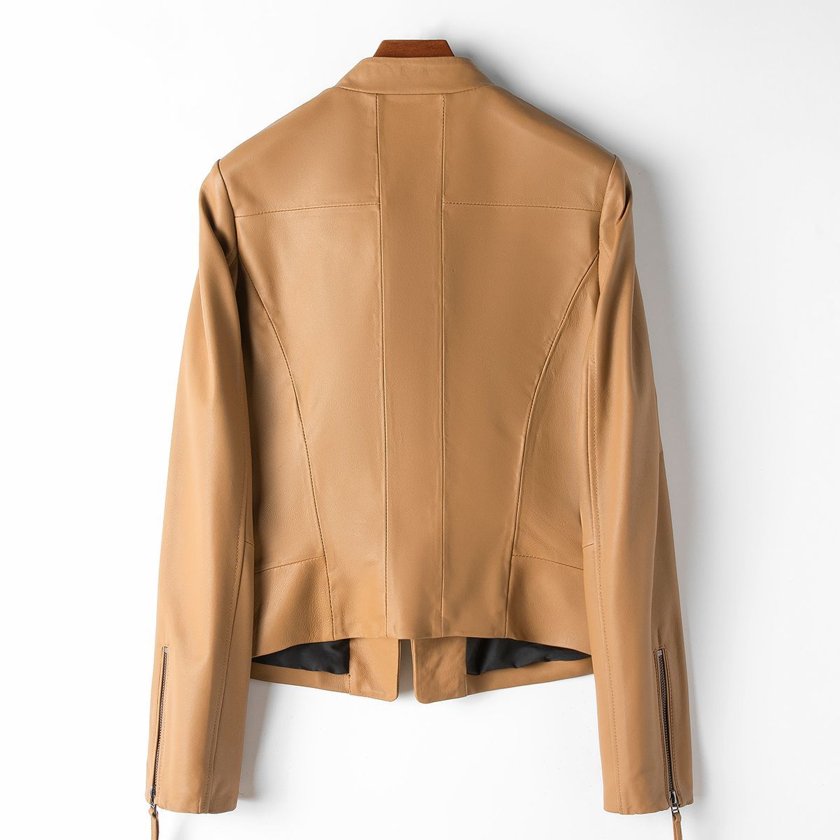 Damjacka Asymmetrisk Design Polyesterblandning med Dragkedja och Metalliska Detaljer-2