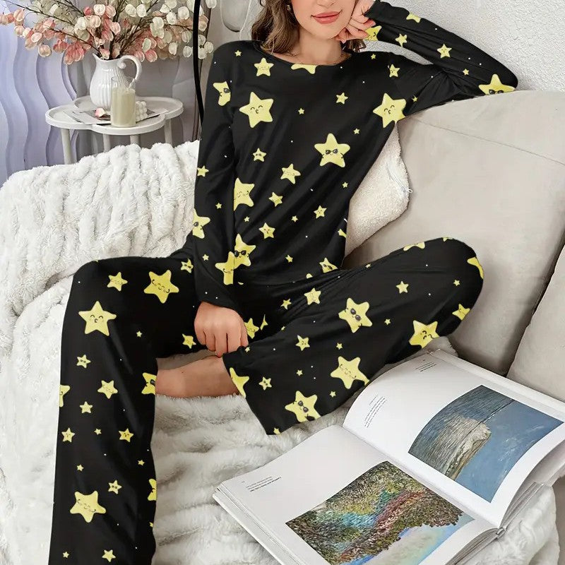 Dam Tvådelad Uppsättning Långärmad Casual Polyester 3