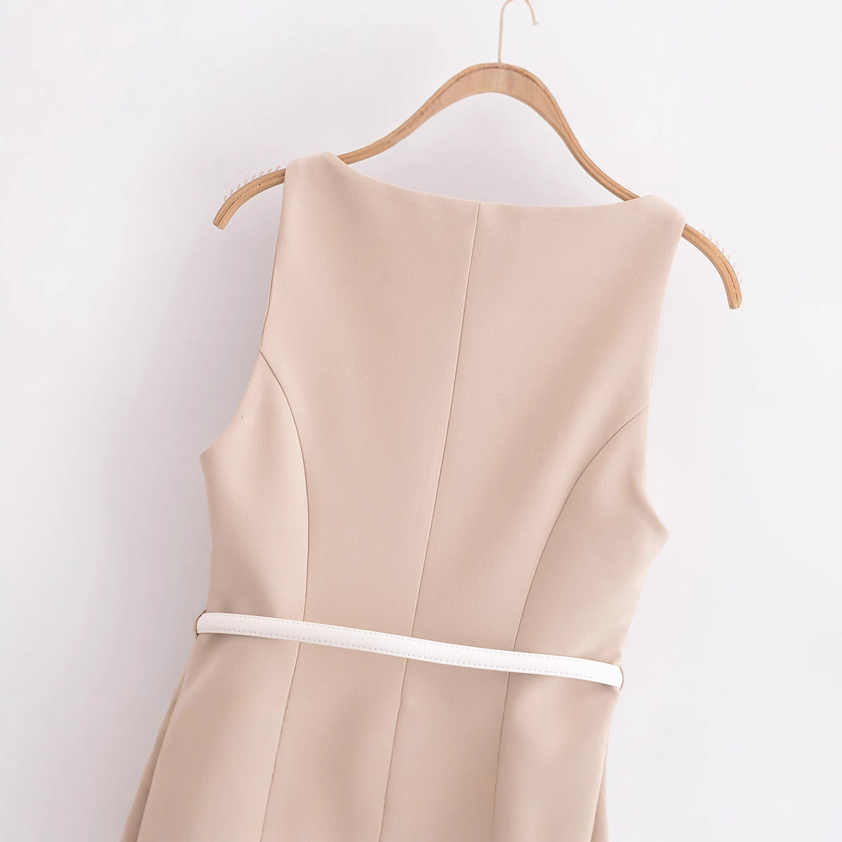 Dam Klänning Kort Bältesdesign Polyester Elegant Sommaroutfit-4