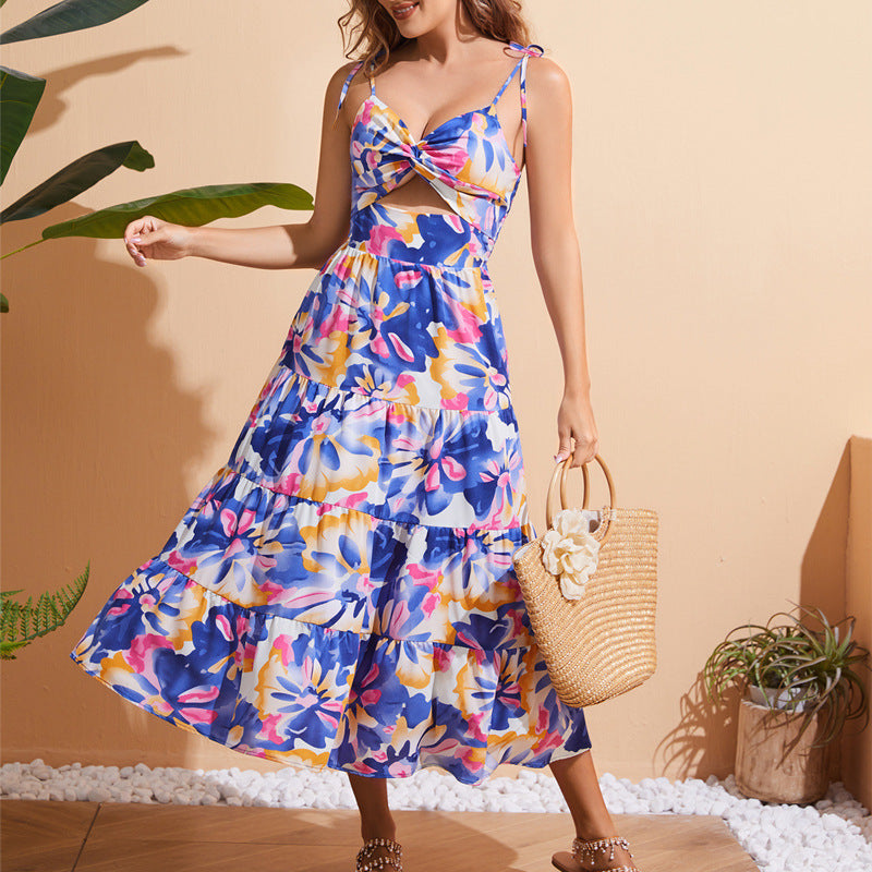 Dam Klänning A-Line Spaghetti Band Polyester Midi Fina Dam Klänningar-2