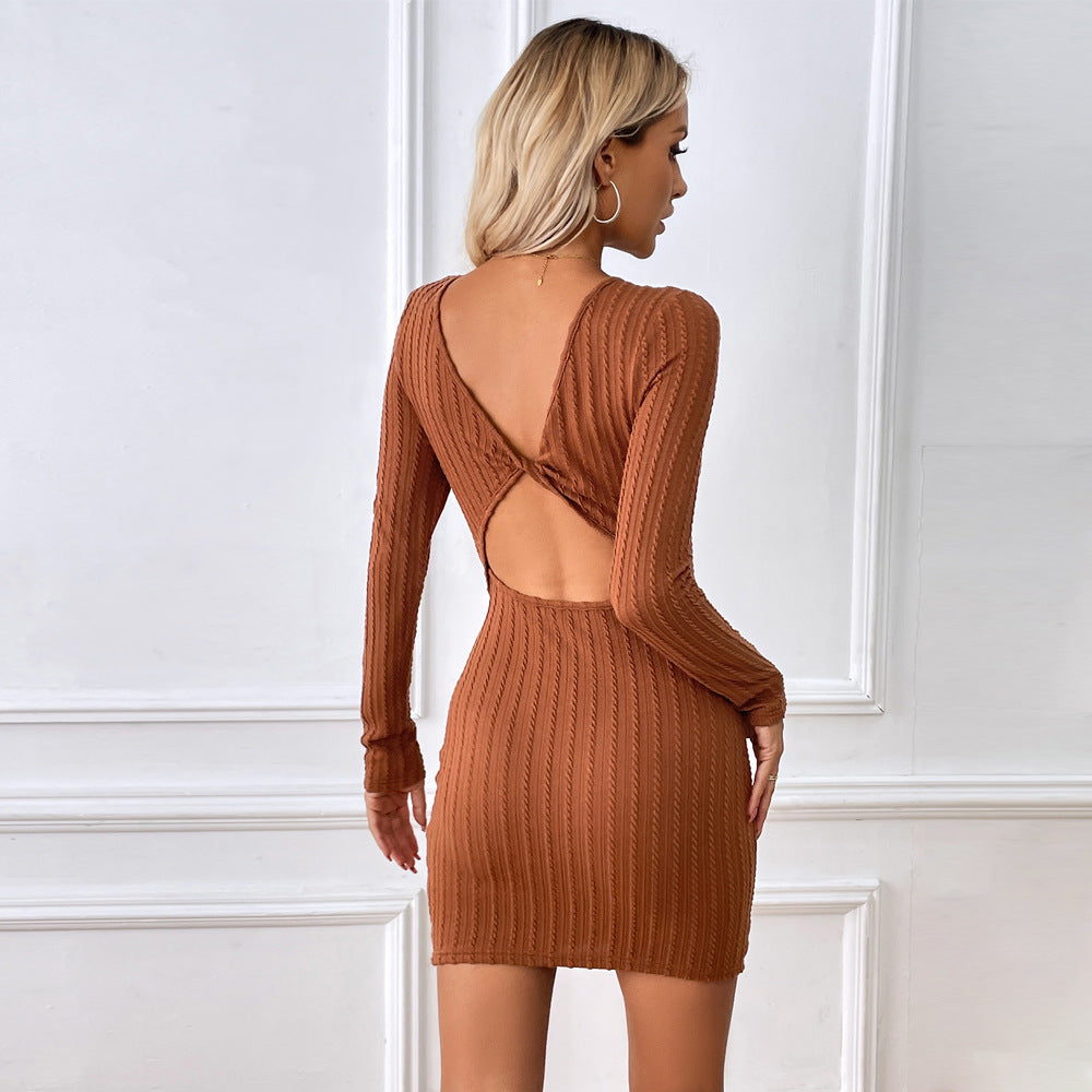 Dam Bodycon Klänning Monokrom Polyester Elastan-2