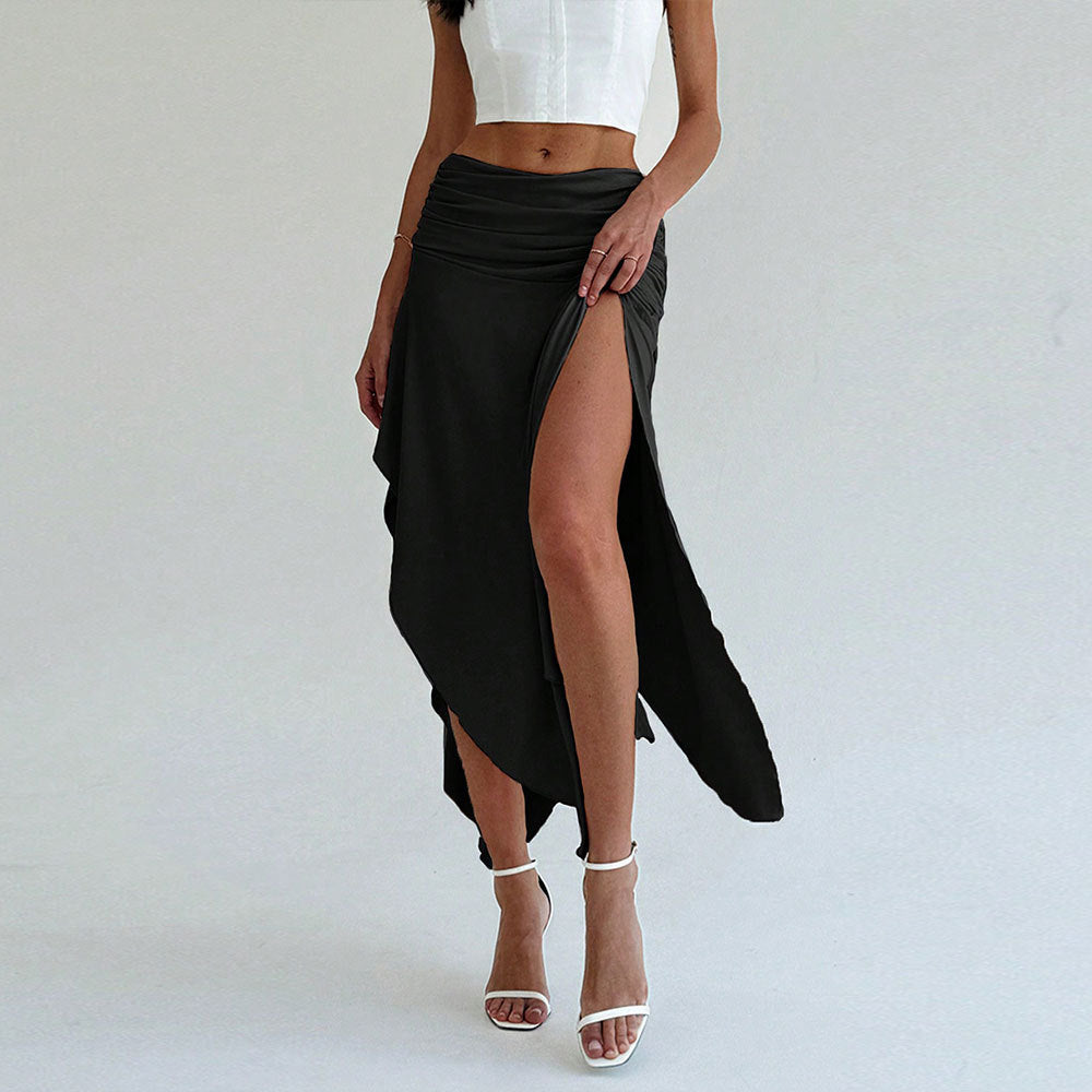 Dam Midi-Rock Asymmetrisk Polyester-4