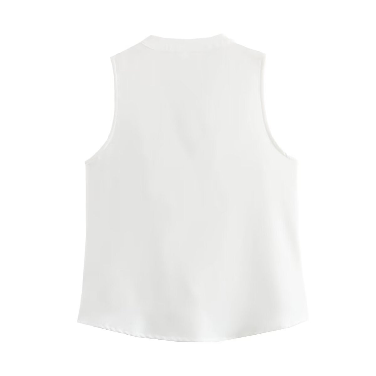 Dam Ärmlös Skjorta V-ringning Ruffle Polyester-2