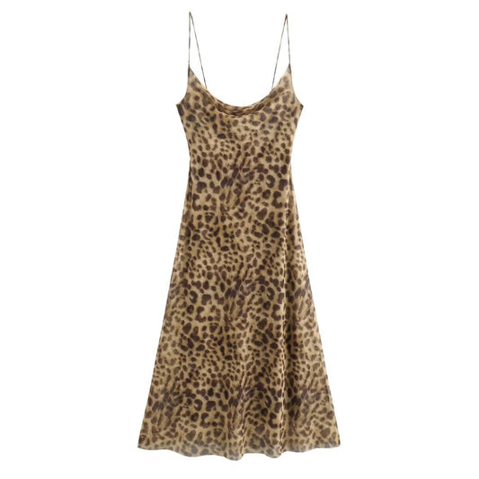 Damklänning Midi Off-Shoulder Djurtryck Bodycon Mjuk Elastisk-1
