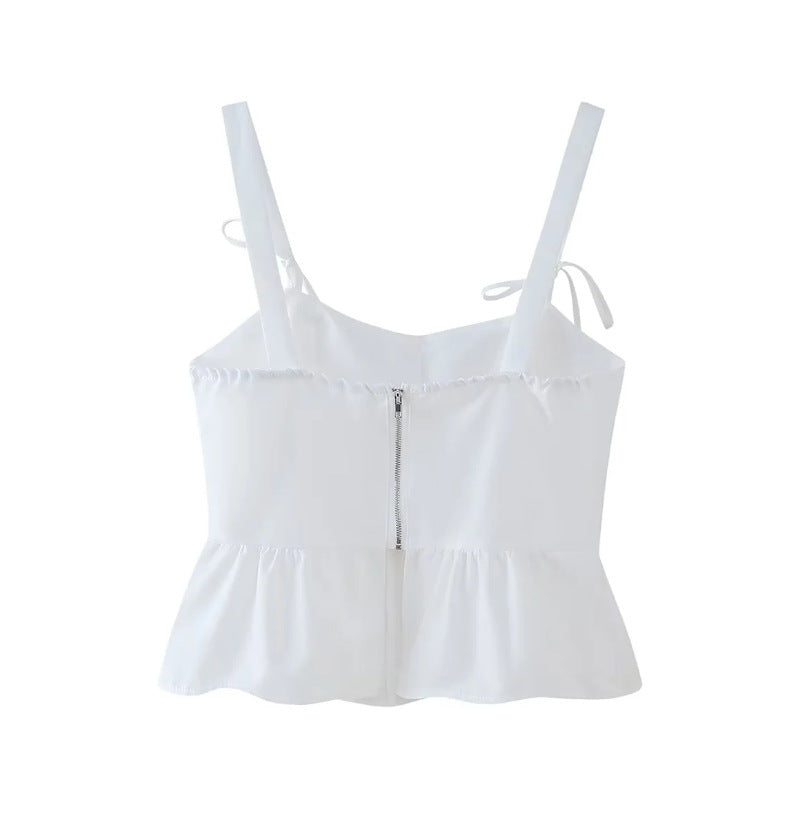 Dam Top Spaghettiband Ruffles Polyester 3