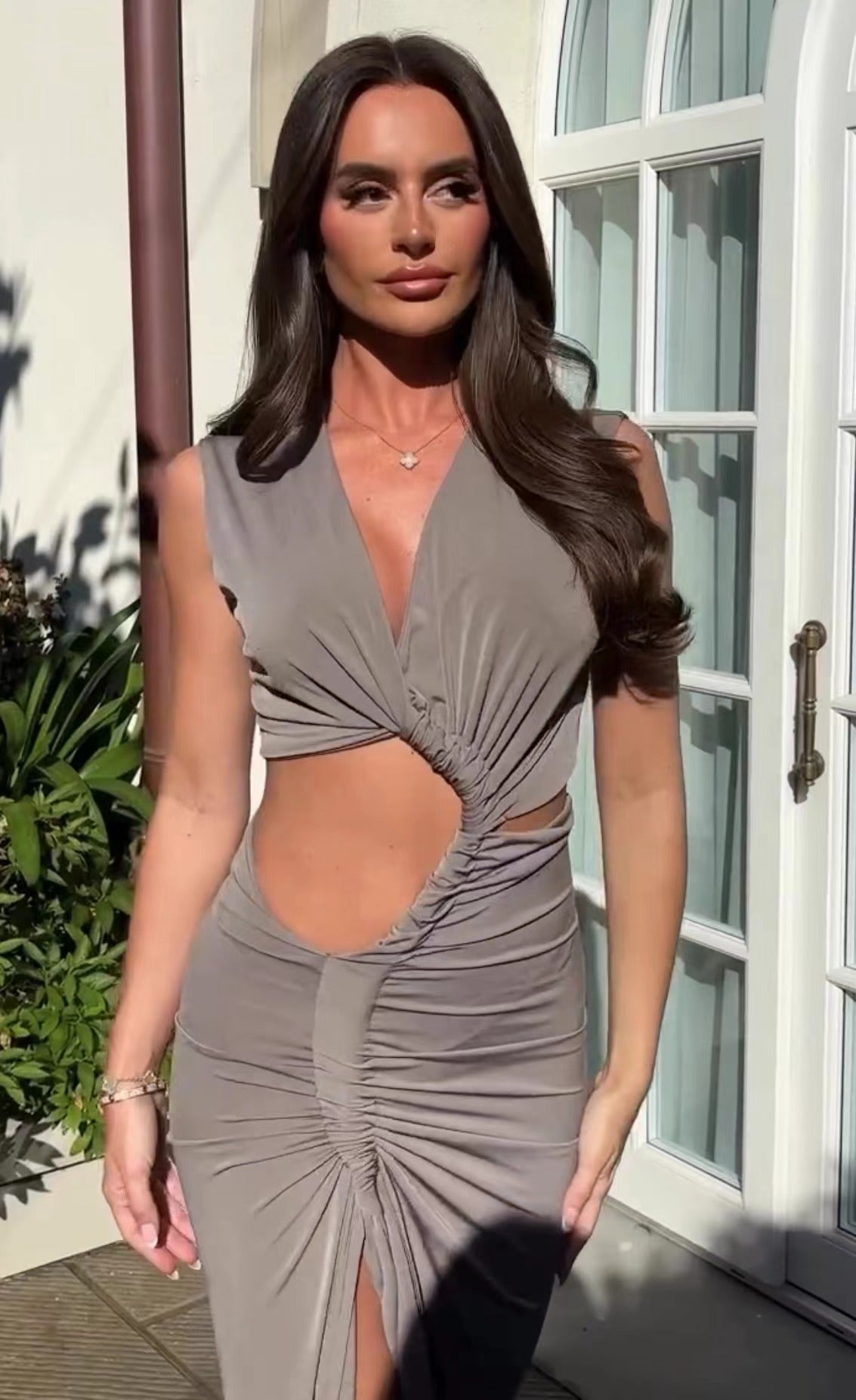 Variant image for Kvinna A-Line Klänning V-ringning Polyester Ärmös-11