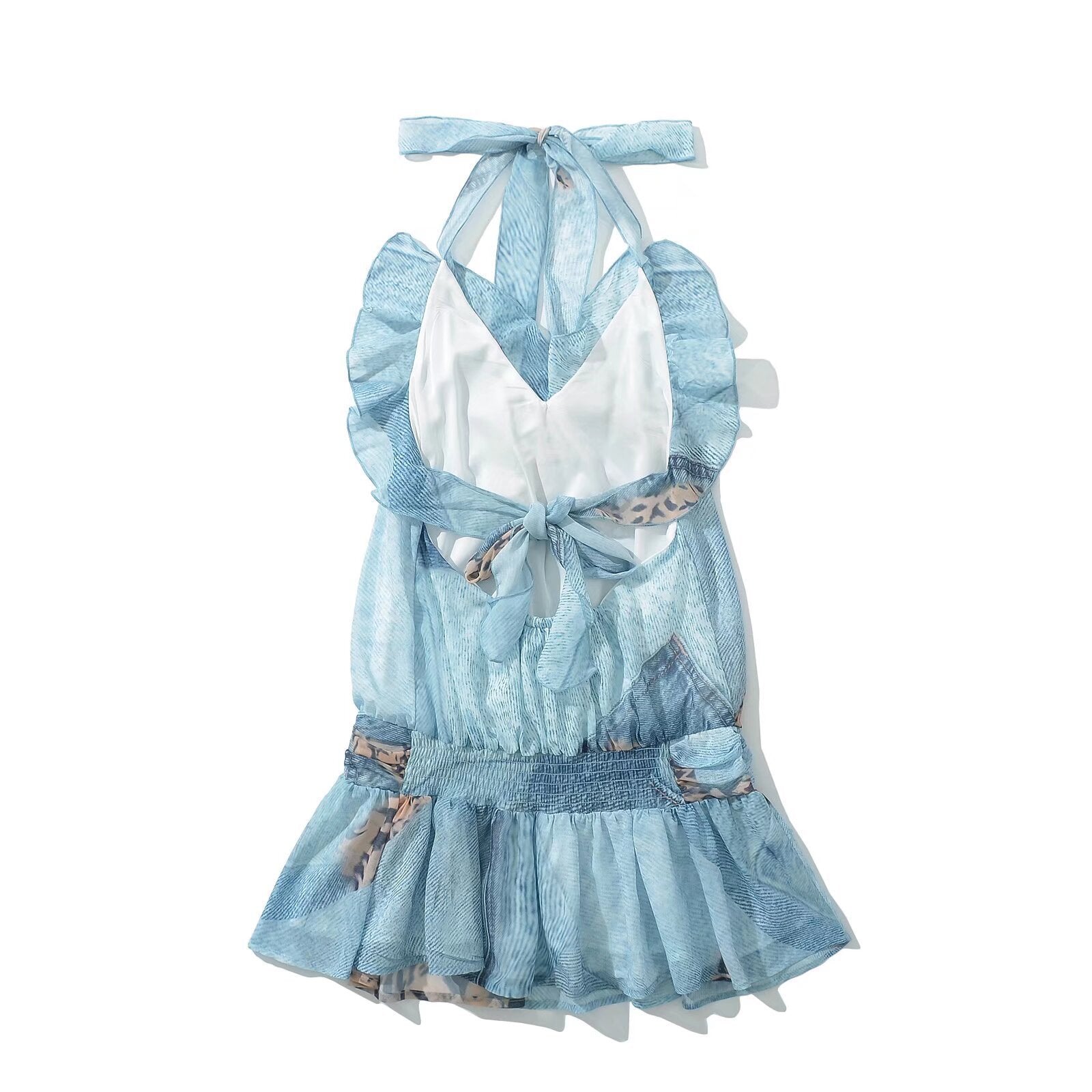 Kvinna Miniklänning Halterneck A-linje Polyester-2