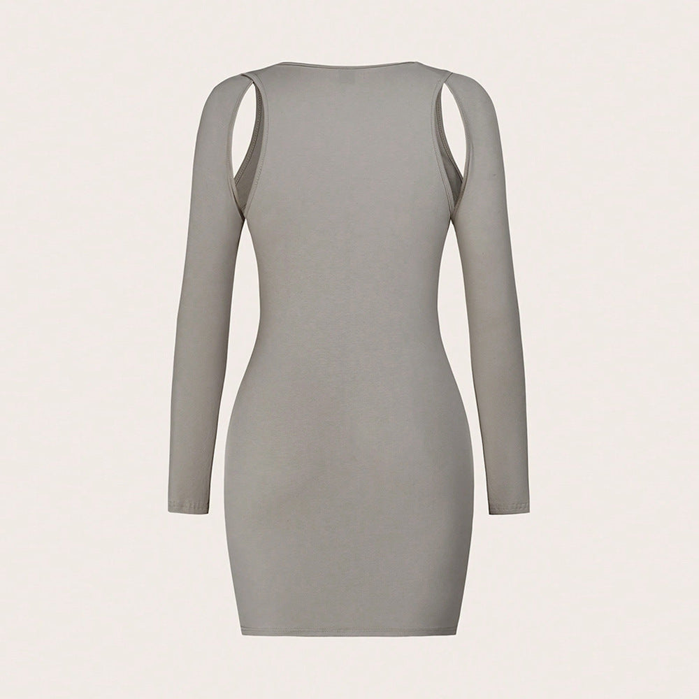 Kvinnors Bodycon Klänning Mjölk Siden Kort Kjol-5