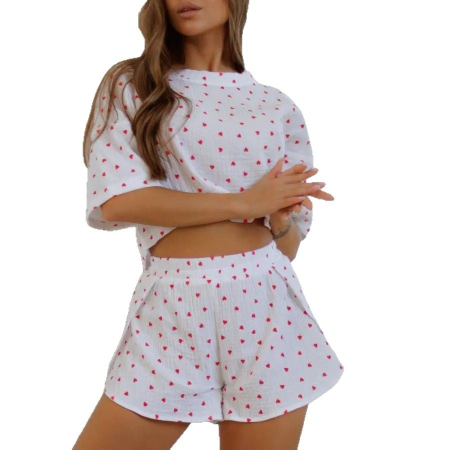 Kvinnors Tvådelad Högdräkt Kortärmad Bomull-6