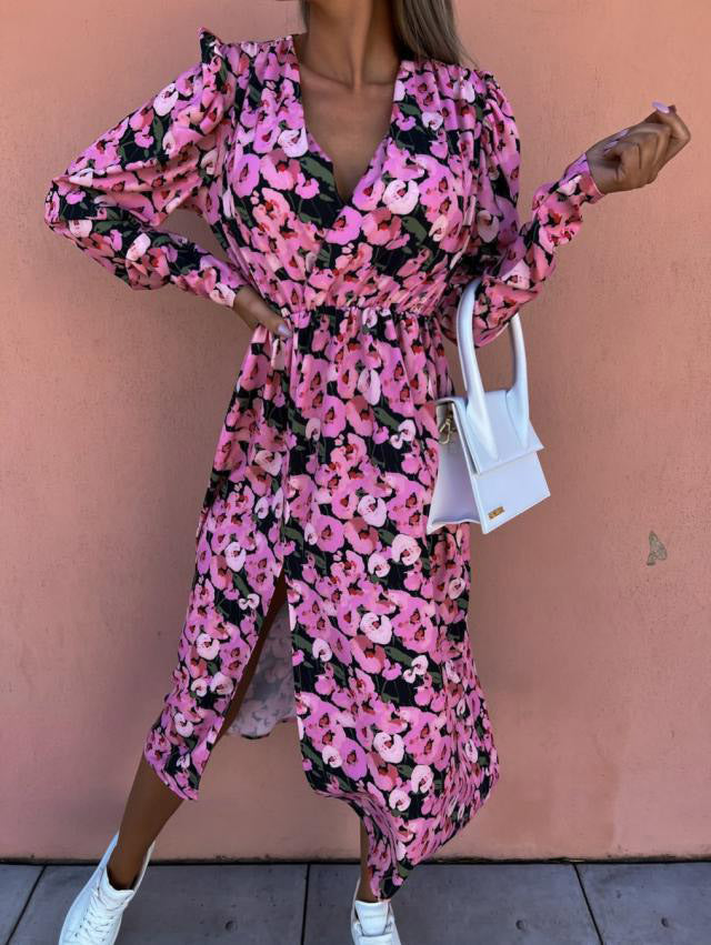 Variant image for Kvinna Midi Klänning V-hals Asymmetrisk Polyester-19