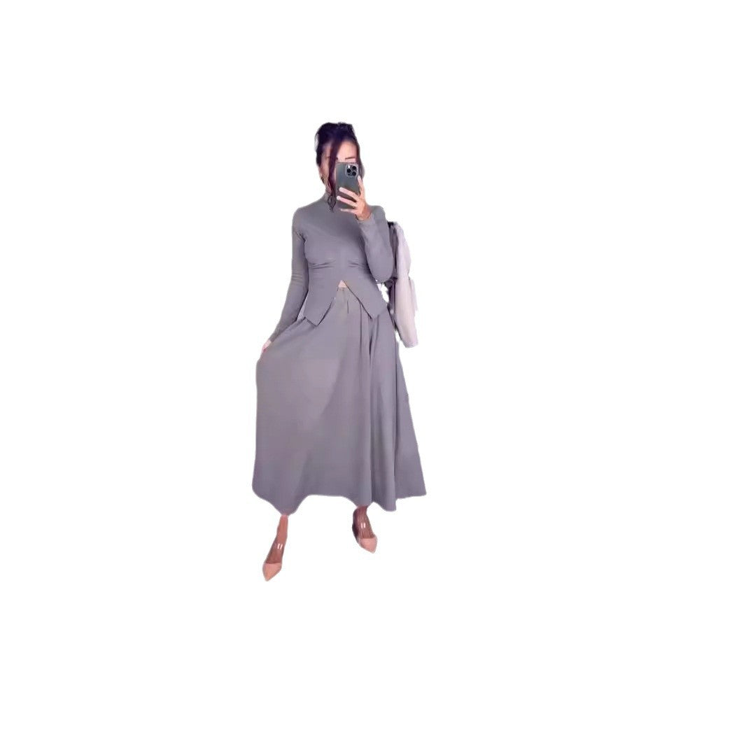 Dam Slim Fit Kjol med Hög Midja och Slits i Polyester-6