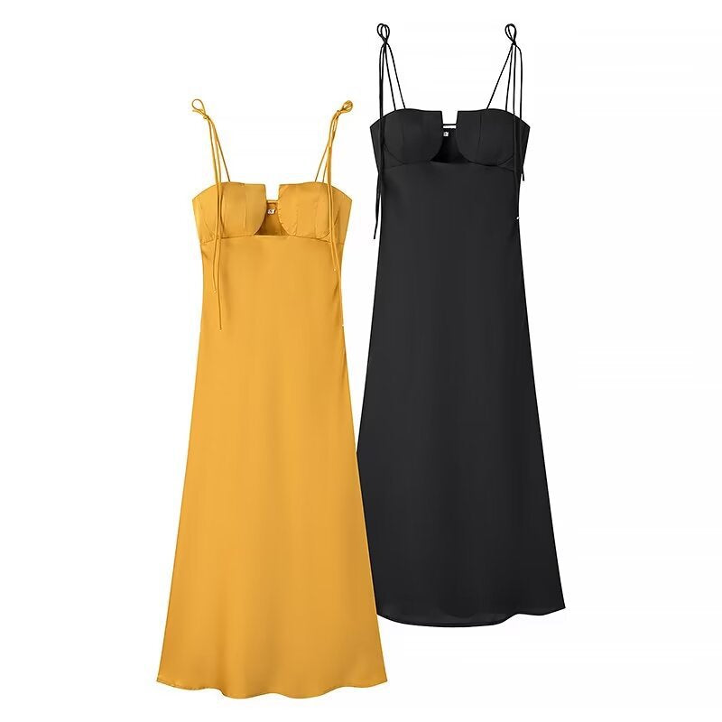 Kvinnors Midi Klänning Stropplös Polyester Bodycon-2