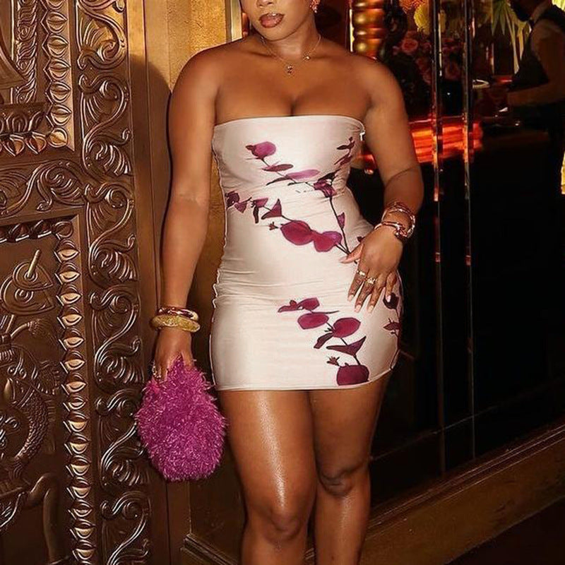 Kvinnors Miniklänning Blommig Bustier Halsringning Mjuk Kvalitet 3