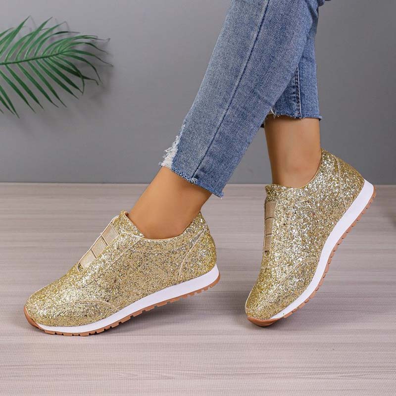 Dam Sneakers Monokrom Avslappnad Bomull PU-2